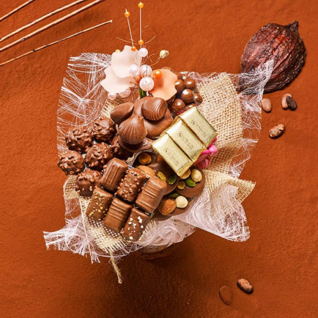 Bouquet de chocolats uniquement en chocolat au lait.