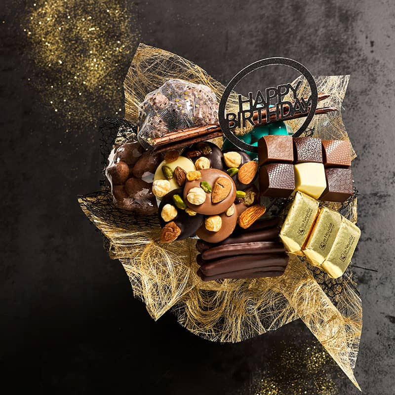 Bouquet de chocolats Happy Birthday, le bouquet qui ne fane pas! chez  Farandolechocolats.fr