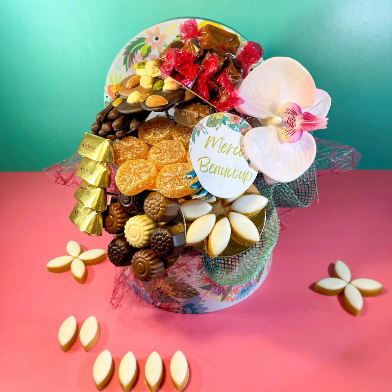Bouquet de fleurs en chocolat aux produits de saison d'été